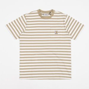 Carhartt Men's Beige and White Striped Tee